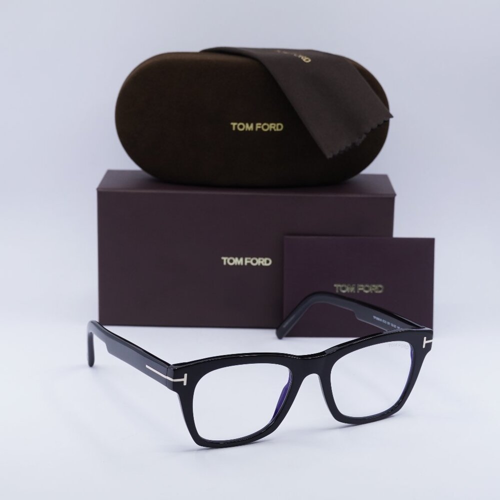 Tom Ford FT5886-B 001 Square Eyeglasses 52mm - Black / Clear Blue Light Block